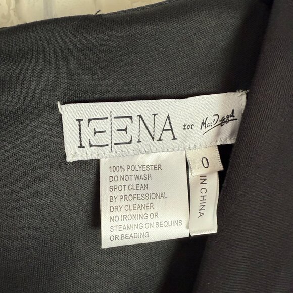 NWT Ieena by Mac Duggal #26514 Plunging Long Sleeve Pearl Keyhole Gown Black 0 - Picture 7 of 16